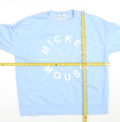 Disney Women Blue Mickey Mouse Crew Neck Sweatshirt Size S