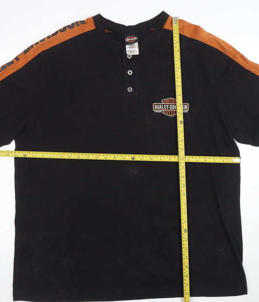 Harley-Davidson Men’s Black 2XL Henley Biker T-Shirt