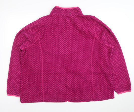 Made For Life Women's Pink Geometric Fleece Jacket 2XL