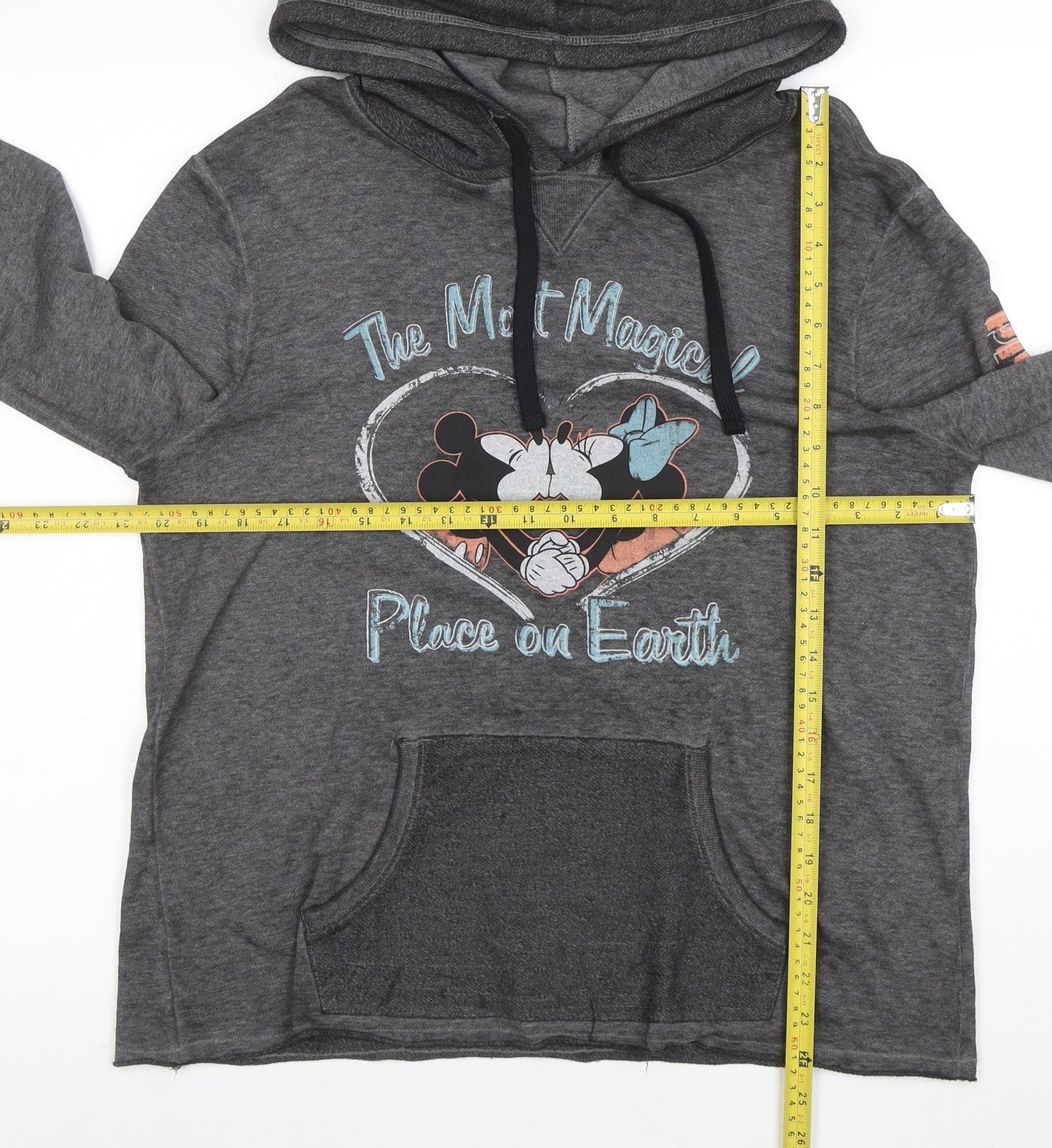 Disney Womens Grey Pullover Hoodie Mickey & Minnie Medium