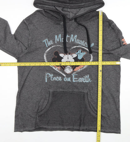 Disney Womens Grey Pullover Hoodie Mickey & Minnie Medium