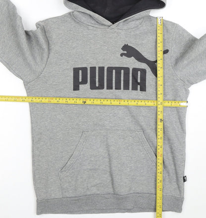 Puma Boys Grey Pullover Hoodie Size 14-15 Years Cotton Blend