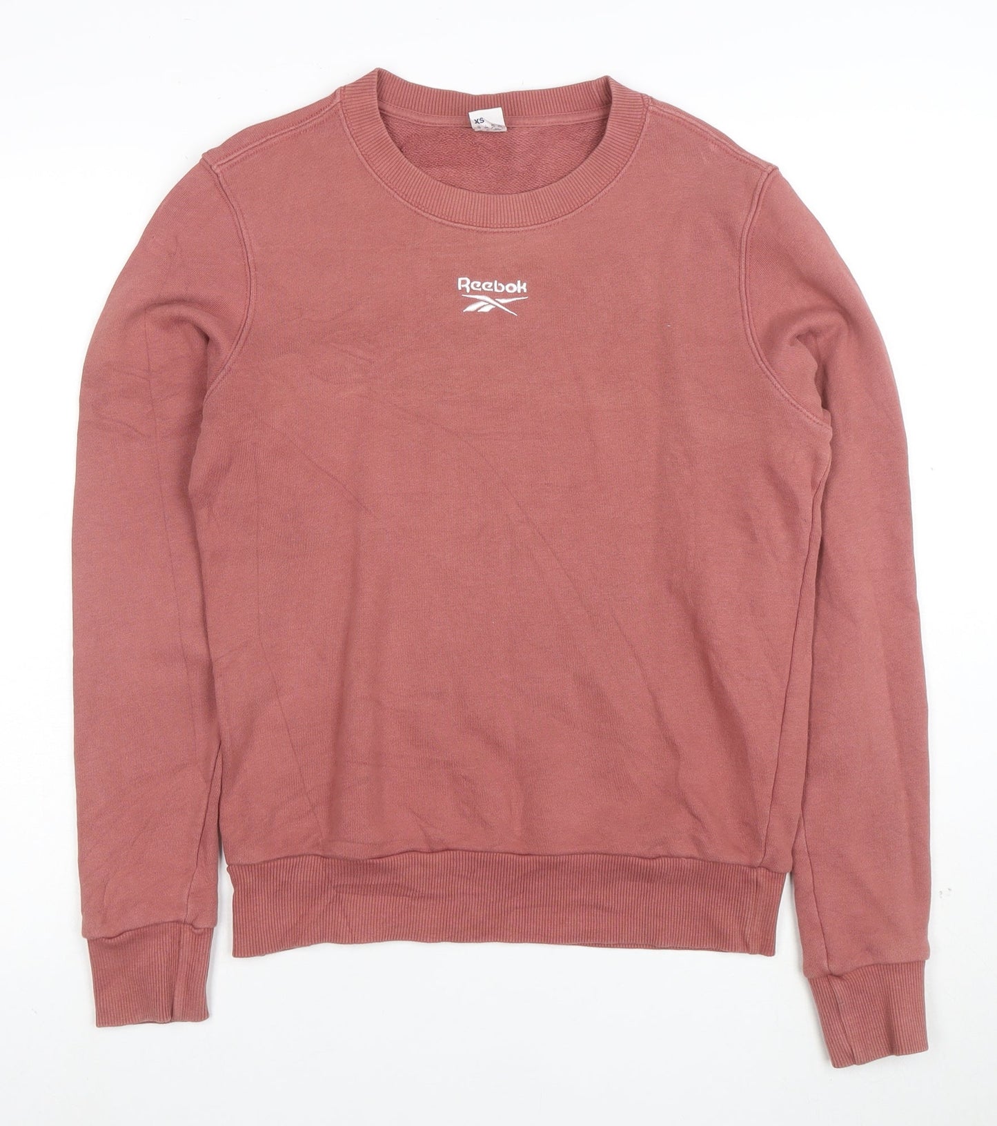 Reebok Womens Pink XS Pullover Crew Neck Sweatshirt Cotton Blend