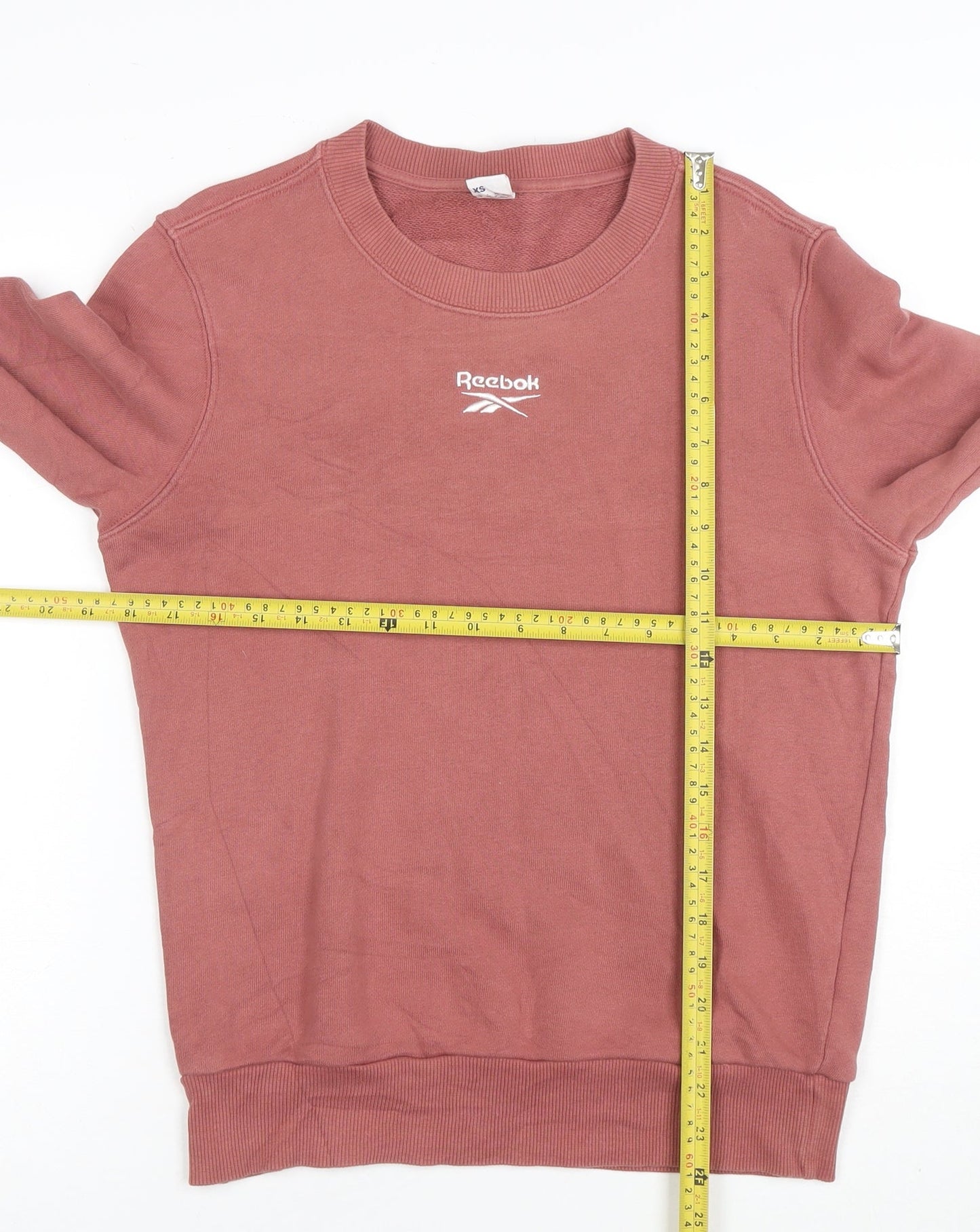 Reebok Womens Pink XS Pullover Crew Neck Sweatshirt Cotton Blend