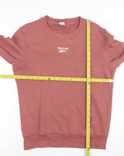 Reebok Womens Pink XS Pullover Crew Neck Sweatshirt Cotton Blend