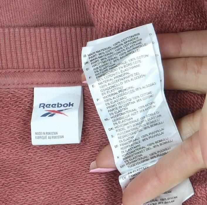 Reebok Womens Pink XS Pullover Crew Neck Sweatshirt Cotton Blend