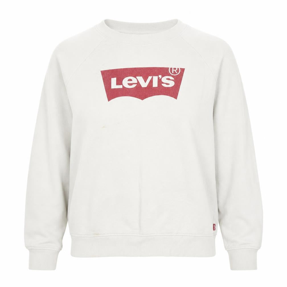 Levi's Womens White XS Pullover Sweatshirt Logo Cotton Blend