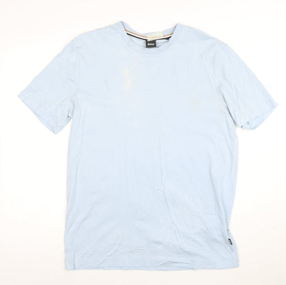 BOSS Men's Blue Cotton Crew Neck T-Shirt Size L Regular Fit