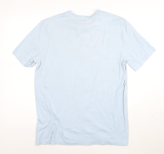 BOSS Men's Blue Cotton Crew Neck T-Shirt Size L Regular Fit