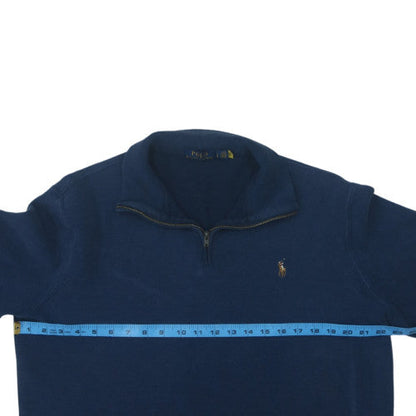 Ralph Lauren Men Blue 1/2 Zip Cotton Knit Sweatshirt L
