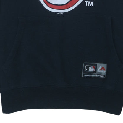 Majestic Mens Black M Pullover Hoodie Sweatshirt Graphic Baseball Logo