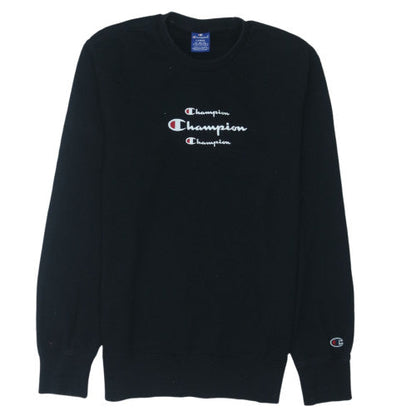 Champion Men's Black Large Pullover Crew Neck Logo Sweatshirt