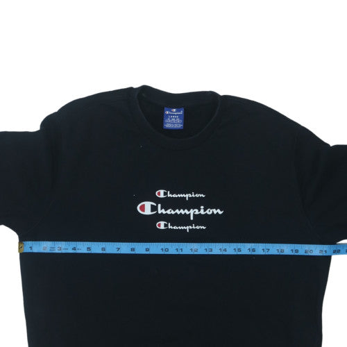 Champion Men's Black Large Pullover Crew Neck Logo Sweatshirt