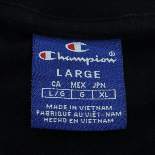 Champion Men's Black Large Pullover Crew Neck Logo Sweatshirt