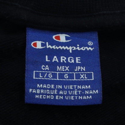 Champion Men's Black Large Pullover Crew Neck Logo Sweatshirt