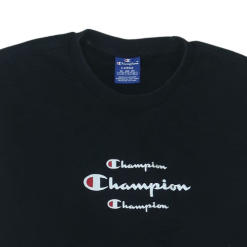 Champion Men's Black Large Pullover Crew Neck Logo Sweatshirt