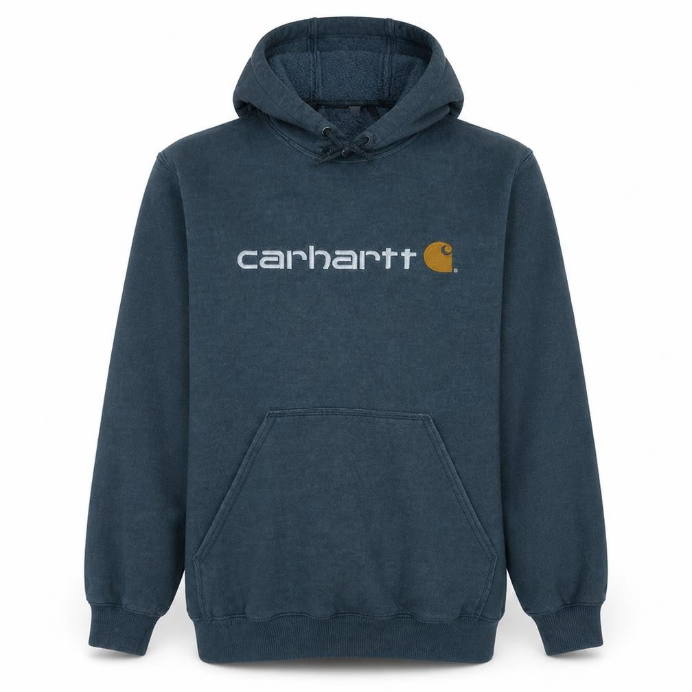 Carhartt Men's Blue Pullover Hoodie M Regular Fit Fleece Logo