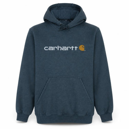 Carhartt Men's Blue Pullover Hoodie M Regular Fit Fleece Logo