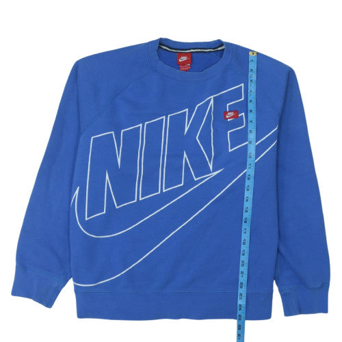 Nike Womens Blue XL Pullover Sweatshirt Crew Neck Logo Print Cotton Blend