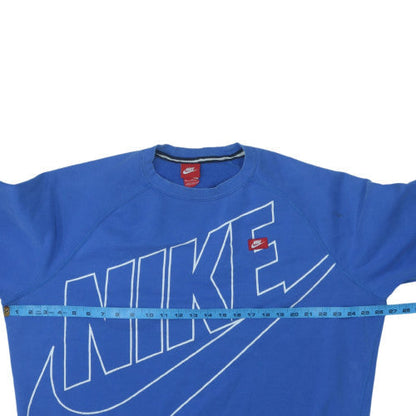 Nike Womens Blue XL Pullover Sweatshirt Crew Neck Logo Print Cotton Blend