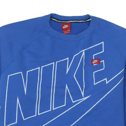 Nike Womens Blue XL Pullover Sweatshirt Crew Neck Logo Print Cotton Blend