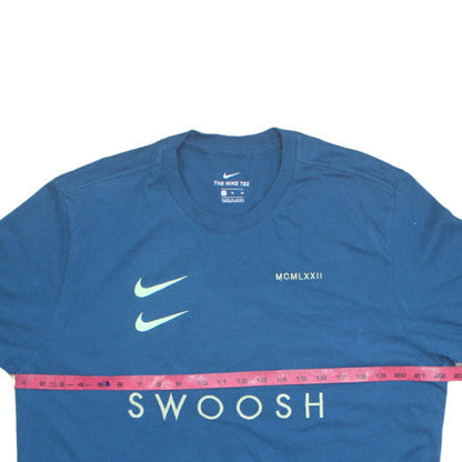 Nike Men's Blue XL Swoosh Graphic Cotton Crew Neck T-Shirt