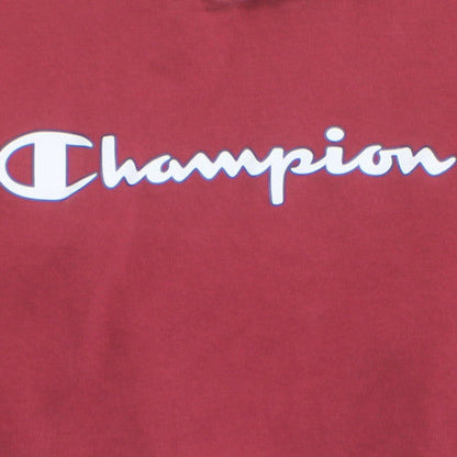 Champion Men's Red Pullover Hoodie Medium Graphic Logo Fleece