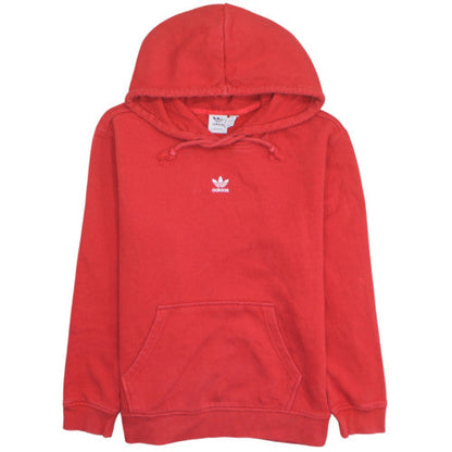 Adidas Women Red Pullover Hoodie Small Cotton Fleece Casual Sportswear