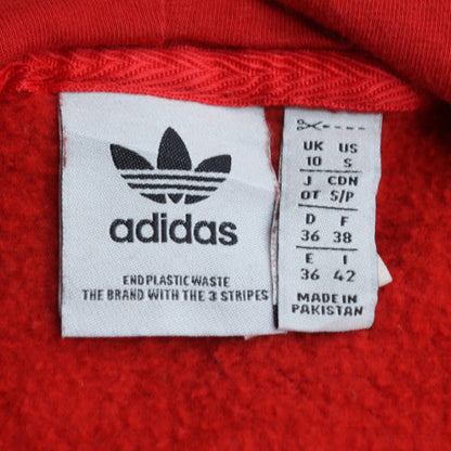 Adidas Women Red Pullover Hoodie Small Cotton Fleece Casual Sportswear