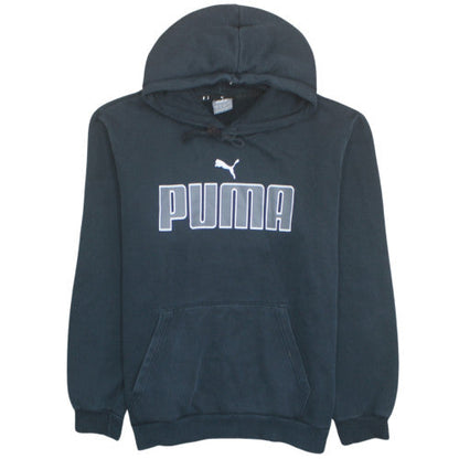 Puma Men's Black Pullover Hoodie Size M Logo Fleece Sweatshirt