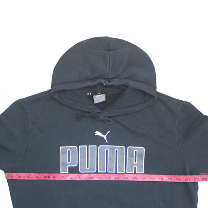 Puma Men's Black Pullover Hoodie Size M Logo Fleece Sweatshirt