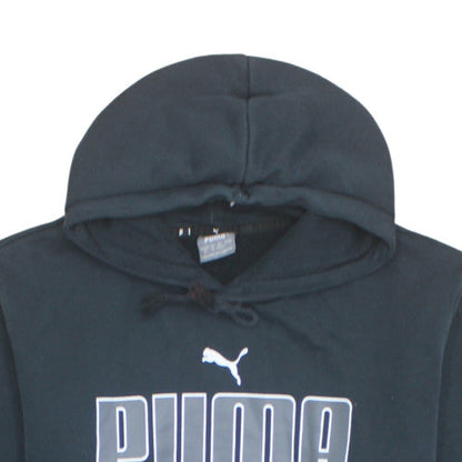 Puma Men's Black Pullover Hoodie Size M Logo Fleece Sweatshirt