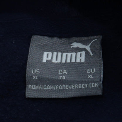 Puma Mens Blue XL Pullover Hoodie Fleece Logo Sports Sweatshirt