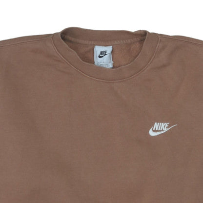 Nike Womens Brown Small Pullover Sweatshirt Crew Neck Cotton Blend