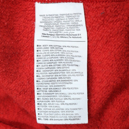 Nike Men's Red Pullover Hoodie L Fleece Regular Fit Logo Sweatshirt
