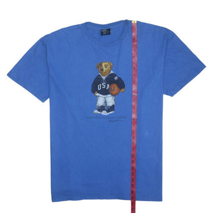 Ralph Lauren Polo Bear Blue Cotton Men's Short Sleeve T-Shirt Size L
