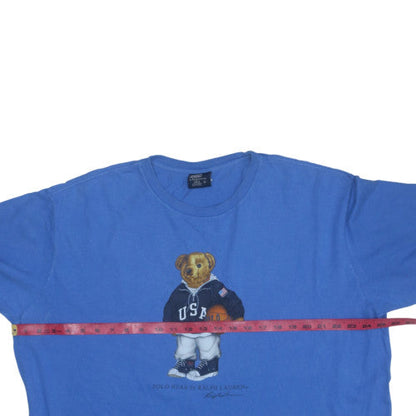 Ralph Lauren Polo Bear Blue Cotton Men's Short Sleeve T-Shirt Size L