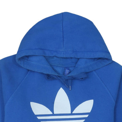 adidas Mens Blue Pullover Hoodie M Regular Fit Logo Fleece Sweatshirt