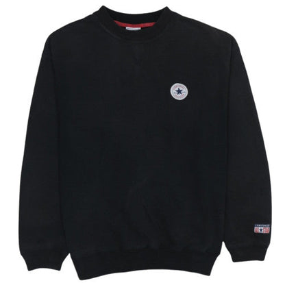 Converse Men's Black Crew Neck Logo Pullover Sweatshirt Size L