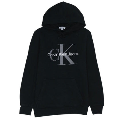 Calvin Klein Jeans Womens Black XS Pullover Hoodie Logo Cotton Blend