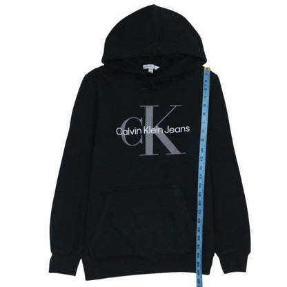 Calvin Klein Jeans Womens Black XS Pullover Hoodie Logo Cotton Blend