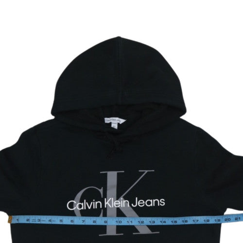 Calvin Klein Jeans Womens Black XS Pullover Hoodie Logo Cotton Blend