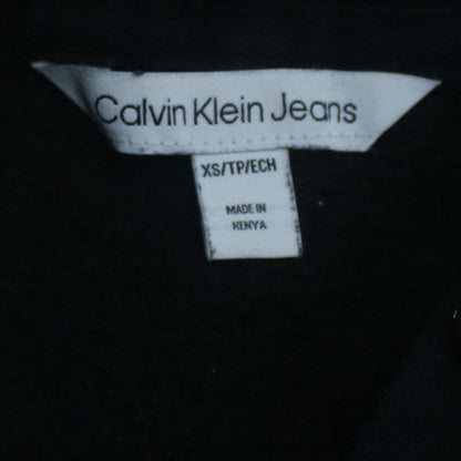 Calvin Klein Jeans Womens Black XS Pullover Hoodie Logo Cotton Blend
