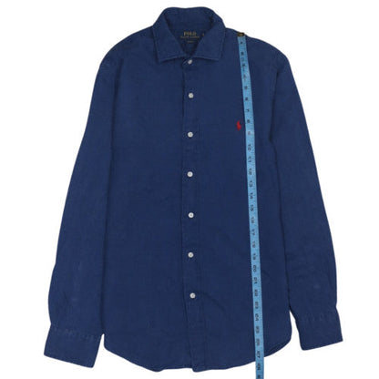 Polo Ralph Lauren Men's Blue Slim Fit Linen Long Sleeve Shirt Size S