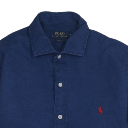 Polo Ralph Lauren Men's Blue Slim Fit Linen Long Sleeve Shirt Size S