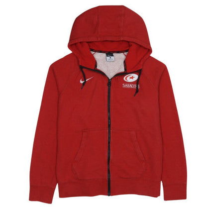 Nike Men’s Red Saracens Full Zip Hoodie Size L Rugby Sportswear