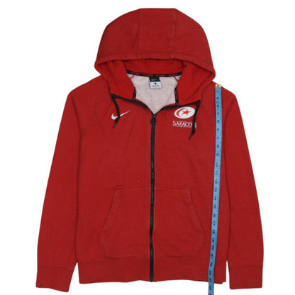 Nike Men’s Red Saracens Full Zip Hoodie Size L Rugby Sportswear