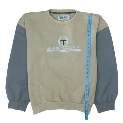 Sergio Tacchini Men’s Beige XL Pullover Sweatshirt Logo Crew Neck
