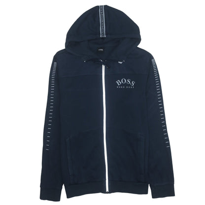 Hugo Boss Men's Blue Full Zip Hoodie M Logo Cotton Blend