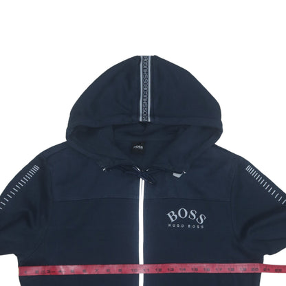Hugo Boss Men's Blue Full Zip Hoodie M Logo Cotton Blend